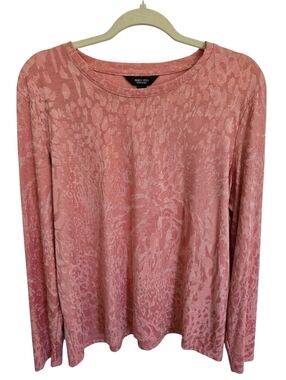 Simply Vera Vera Wang Dusty Rose Long Sleeve Tee with Animal-like Print Design